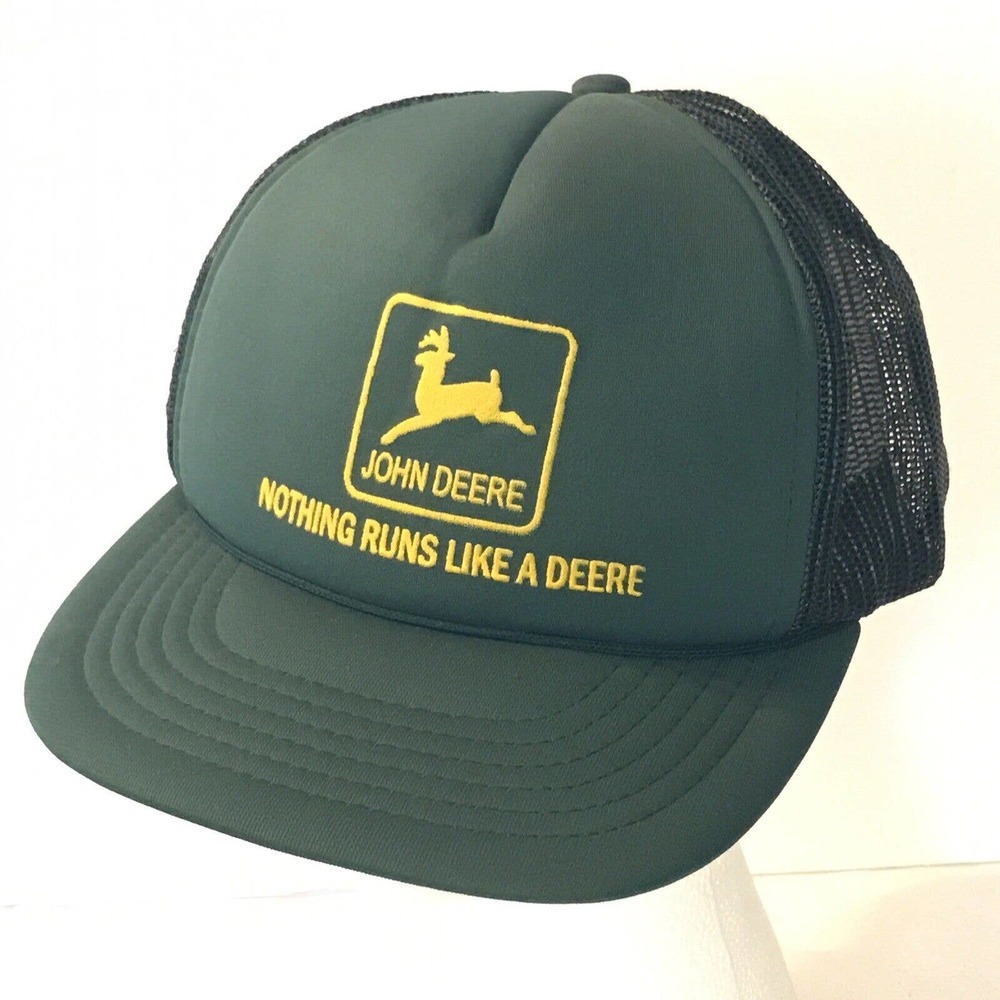 Vtg John Deere Nothing Runs Like a Deere Twin City Snapback Trucker Hat Cap Mesh